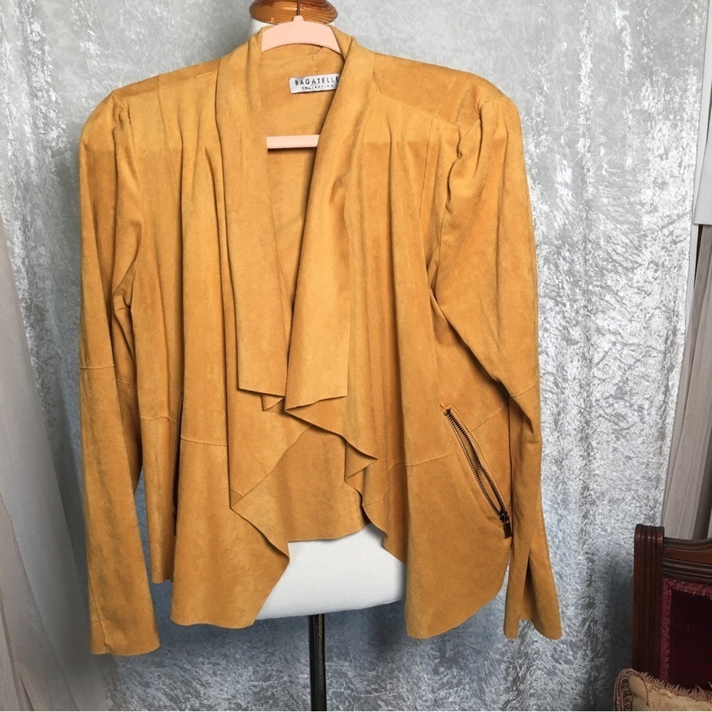 Bagatelle Collection Faux suede Drape Open blazer Size Medium